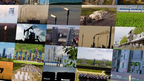 Oil and gas industry collage. 4K