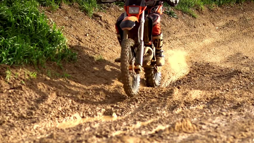 Motocross Through Mud Super Slow Motion  Royalty-Free Stock Footage #3344597