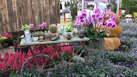 PRACHINBURI, THAILAND - DECEMBER 02 : Experience the extravaganza of dasada Gallery, the only gallery in Thailand that showcases fresh flowers and fanciful flower arrangements on the December 02,2017.