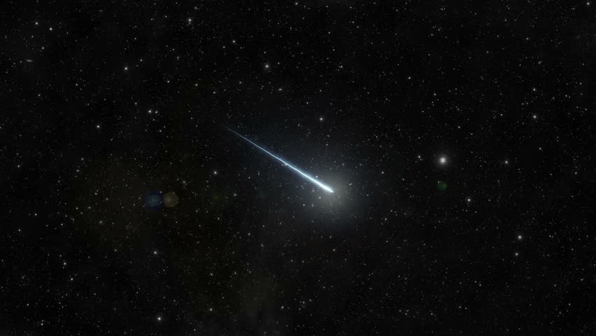 A meteor, or shooting star, illuminates the sky 
