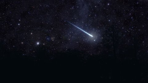 A meteor, or shooting star, illuminates the sky 