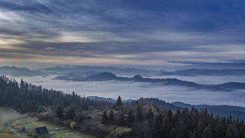 Sunrise with flowing clouds in the Tatra mountains, Poland, Timelapse Adlı Stok Video