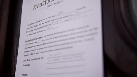 House Eviction Notice Sign For Repossession, Bank Home Mortgage Or Rent Debt 4K. Economic Recession.