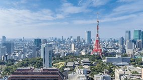 Timelapse tokyo city skyline in sunny day