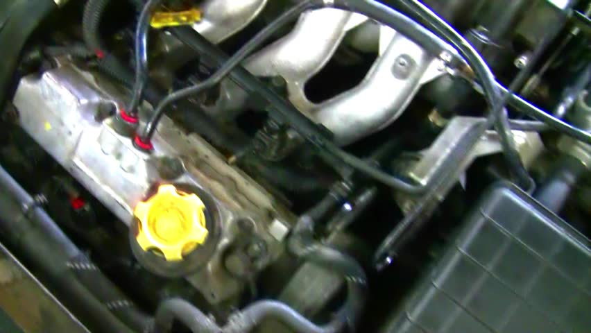 Used Car Engine Inside View Stock Footage Video (100% Royalty-free