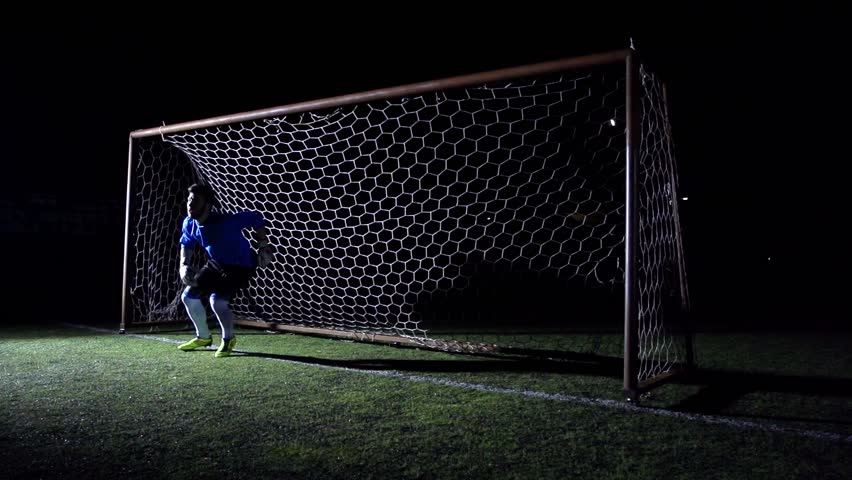 Soccer Goalkeeper In Action - Super Slow Motion Royalty-Free Stock Footage #3352019