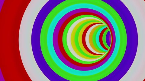 Colorful Long Round Tunnel - loop. 3D animation of flying through a curvy colorful tunnel.

