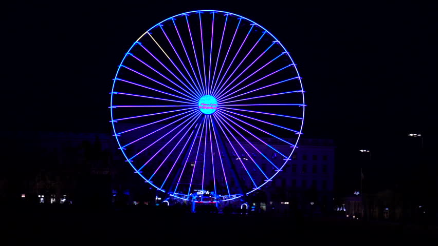 timelapse of ferris whell in Lyon, France.