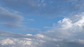 Timelapse rolling clouds, sky with clouds, timelapse with clouds moving, Time lapse clip of white fluffy cloud over blue sky, Seamless Loop Clouds, White Cloud & Blue Sky, Flight over cloud.