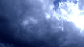 Stormy Clouds. Timelapse. Timelapse sequence of clouds over, Clouds forming and passing by over the sky in Time Lapse during tropical storm, sea storm wind blowing clouds wild weather, 1920x1080. FHD.