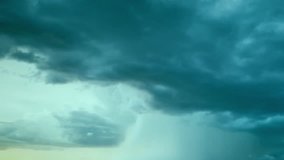 Time-lapse video of an intense rotating supercell thunderstorm, dark storm clouds are moving fast at viewer - timelapse, Supercell Storm Time Lapse with Lightning, Full HD thunderstorm rotating clouds