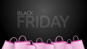 Shopping bag with special discount offer 20% off. 4K UHD advertising banner black friday holiday animated loop video.