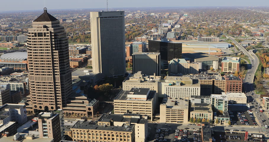 Aerial view of Columbus, Ohio 4K