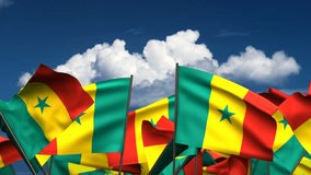 Waving Senegal Flags (seamless & alpha channel) 3d rendering