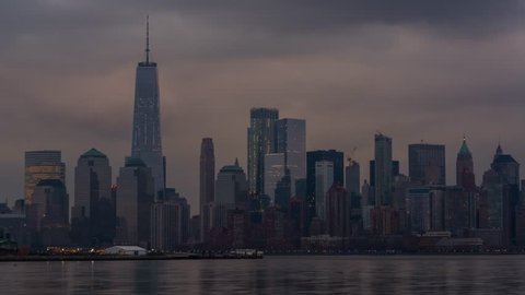 New York City Skyline, Day to Night Timelapse Video, from Liberty State Park, NJ