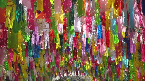 Paper lanterns in Yee-peng festival ,ChiangMai Thailand 库存视频