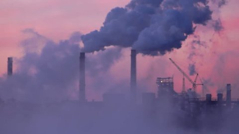 Industrial plant polluting the environment with dust Stock Video