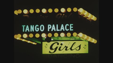 NEW YORK, 1971, Tango Palace, Girls, flashing lights, Times Square at night
