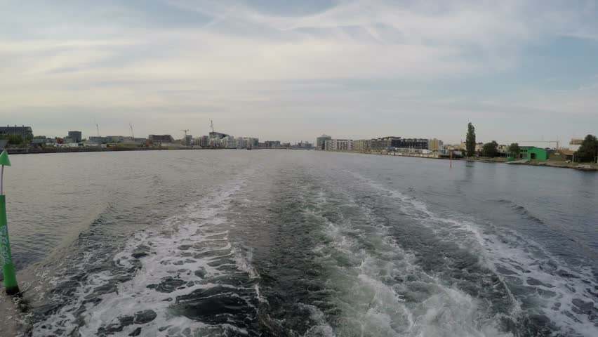 A ferry water taxi on the river in Copenhagen, Denmark