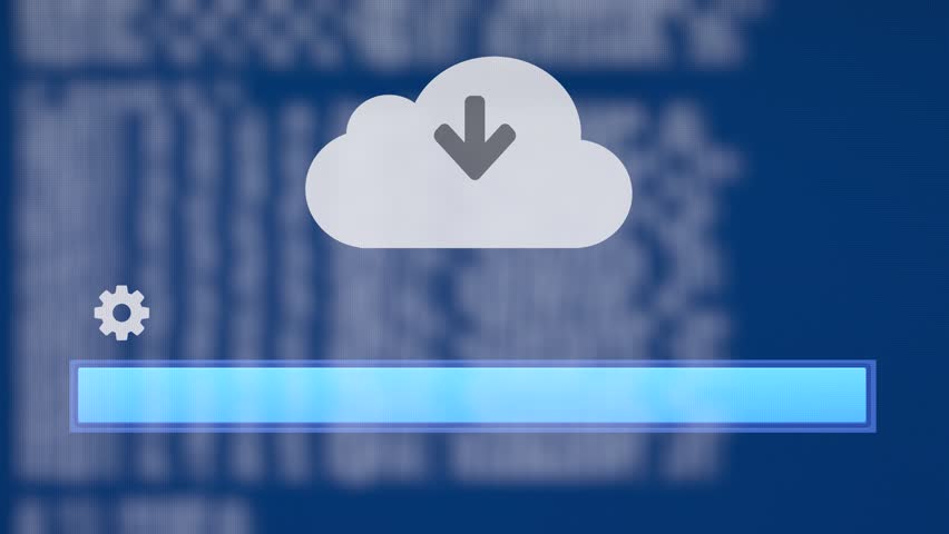 Downloading a file or resource from the cloud. Blue source code scrolling background.
 Royalty-Free Stock Footage #33565096