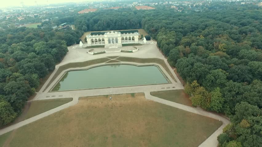 Schönbrunn Palace. View from above. The famous park and palace in Vienna, Austria. tourist attractions in Europe, travel around Europe,
