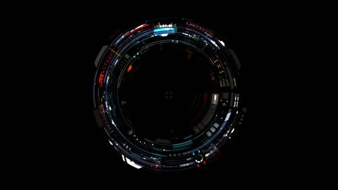Ultra-detailed Cyborg Eye / Colorful Futuristic Interface / Sci-fi technology. Seamless loop