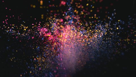 Colorful powder burst in slow motion, shot with high speed motion control and 4K
