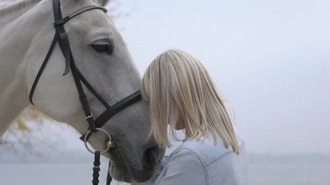 Real Time The Girl And The Horse Touched Their Foreheads