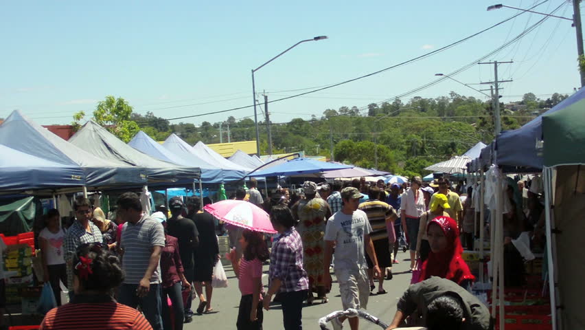 Brisbane - Australia circa 2013 - Multicultural market. Many races and faiths