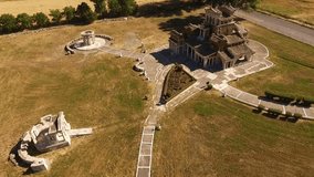 Aerial drone video from Agia Foteini, weirdest church in Greece, Mantineia, Peloponnese, Greece