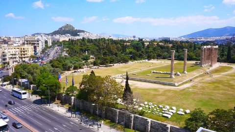 Video of iconic pillars of Temple of Olympian Zeus, Athens historic center, Attica, Greece         