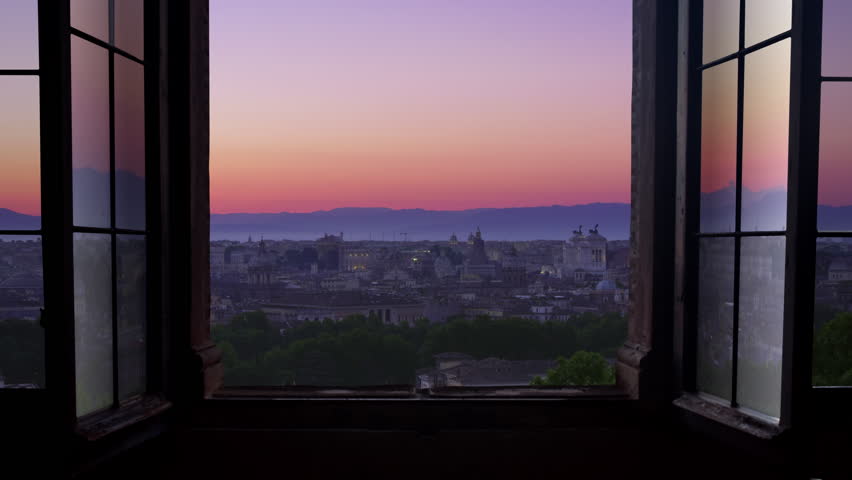 Rome city at sunrise timelapse view through window | Shutterstock HD Video #33578491
