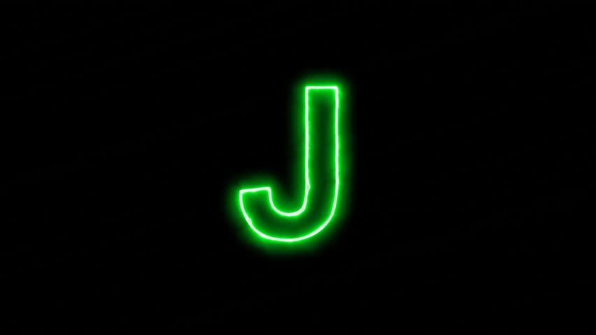 Neon Flickering Green Latin Letter Stock Footage Video (100% Royalty