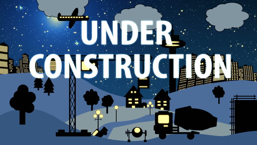 Under Construction (Construction Site Cartoon with Text)