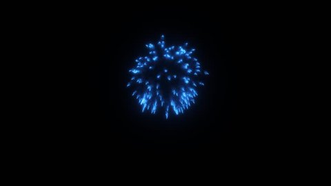 Colorful single firework at night. Spectacular single Blue Deep Skyblue firework firecrackers with smoke trace 3d render.