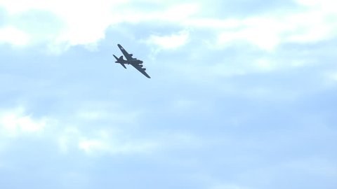 September 29 2017: Southport Air Show  - B17 bomber 4k  blue sky and clouds