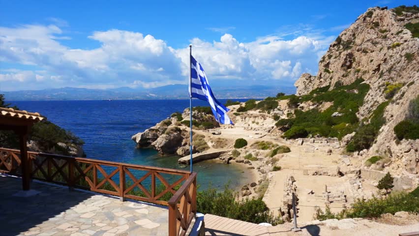 Sea level video from archaeological site of Heraion and lighthouse of Melagavi in Loutraki, Greece