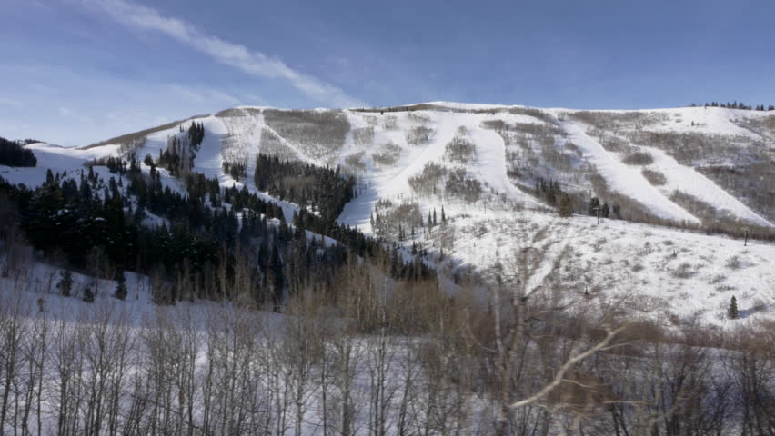 POV, point-of-view from ski chairlift to the ski and snowboard runs of Park City Mountain Resort, Park City, Utah.
