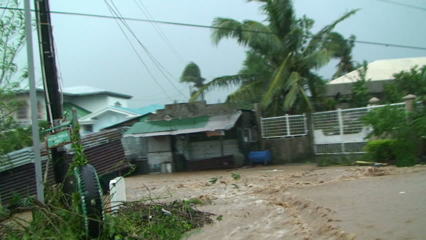 Driving Through Dangerous Flash Flood In Tropical Storm.