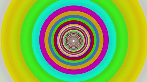 Colorful straight tunnel. 3D animation of flying through a straight colorful tunnel.