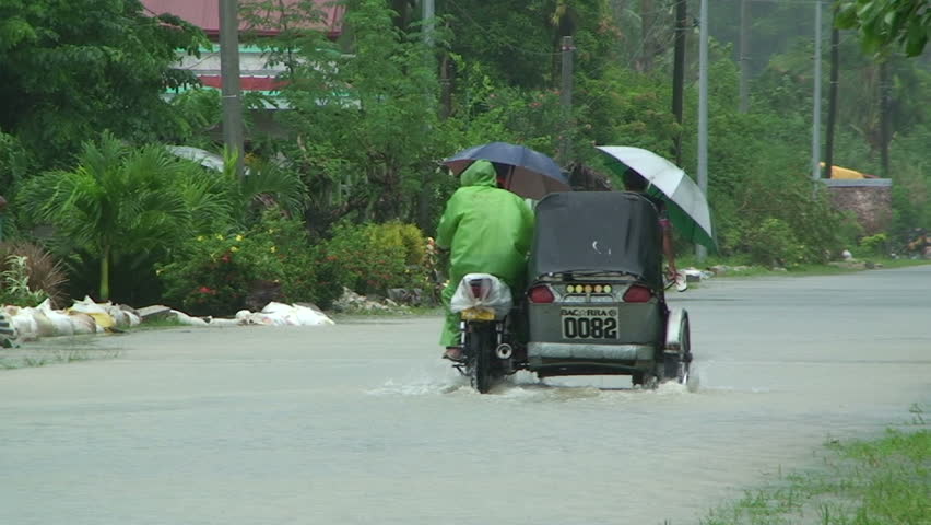 PAMPALONA, PHILIPPINES - OCTOBER 2009: Flood Waters In Aftermath of Hurricane.