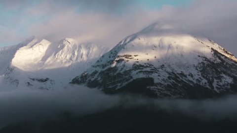 A snowy Alaskan mountain time lapse