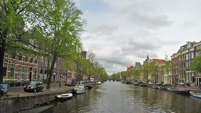 Time lapse video of a canal in Amsterdam, Netherlands