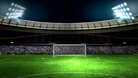 football stadium with lights and audience.animated video