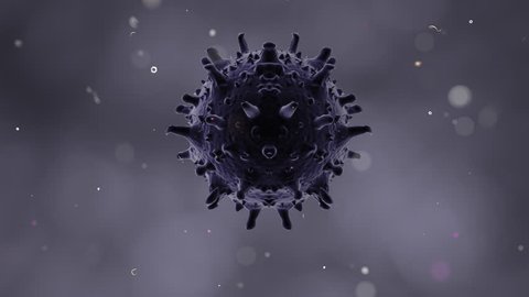 SARS Virus 006 3D Rendering: Scanning electron microscope image of the SARS virus. Arkivvideo