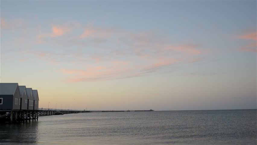 The famous Busselton Jetty as the sun goes down on a clear spring day, in