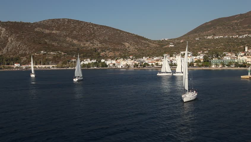 SARONIC GULF, GREECE - SEPTEMBER 23: Boats competitors during of sailing regatta