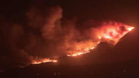 California Wildfires Time Lapse nighttime Fiery Cloud Set of 5 4K from a 5K source 4444 Ojai, Ventura, Thomas Fires
