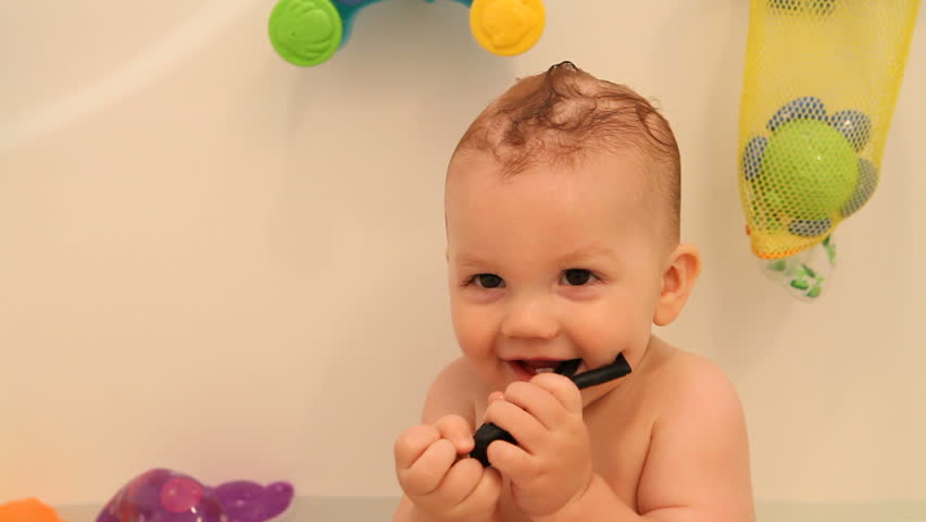 little boy bath tub cute baby Stock Footage Video (100% Royalty-free ...