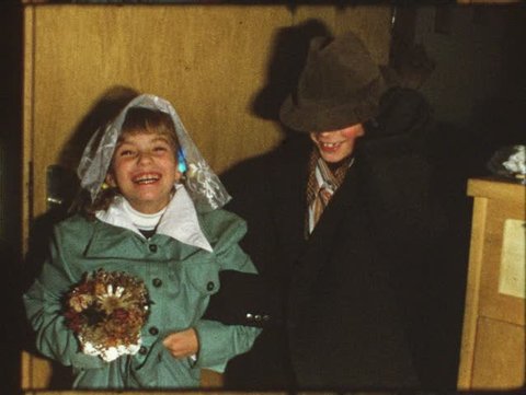 Vintage 8 mm film: Children play wedding
